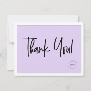Simple Black Purple Company Logo Social Thank You  Card