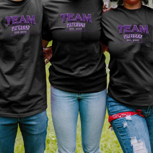 Simple Black Purple Family Crew Sports Team Name T-Shirt
