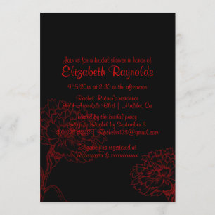 Simple Black & Red Bridal Shower Invitations