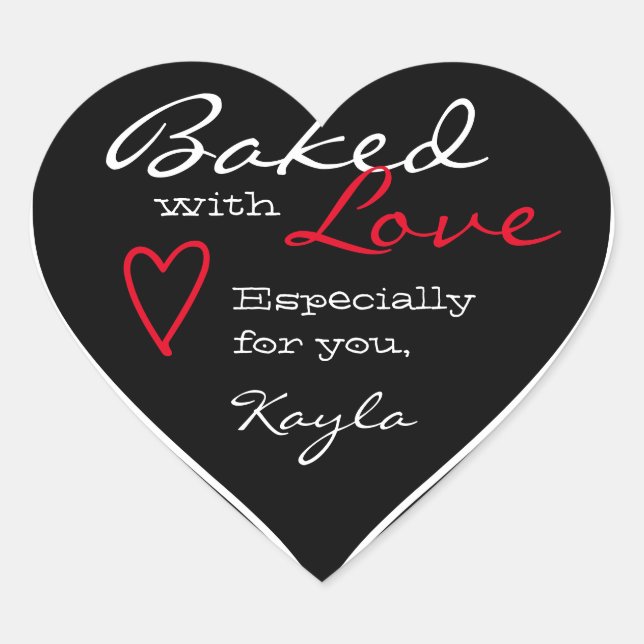 Simple Black Red White Made Love Heart Shape Heart Sticker (Front)