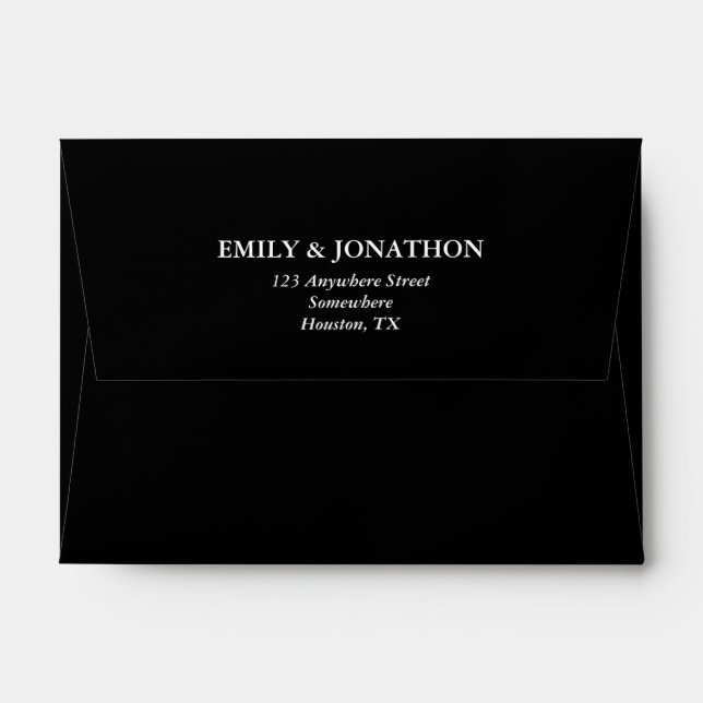 Simple Black Return Name Address Envelope (Back (Top Flap))