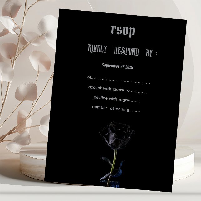 Simple Black Roses Gothic  RSVP   Invitation (Creator Uploaded)