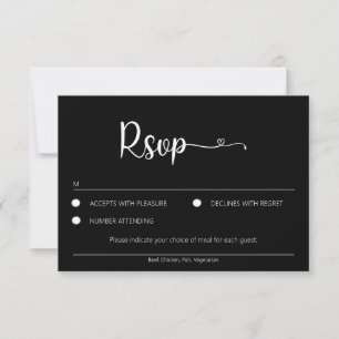 Simple Black RSVP Card With Meal Choice
