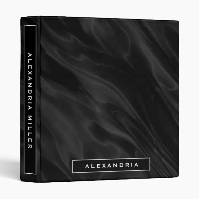 Simple Black Satin Print | Personalized Binder (Front/Spine)