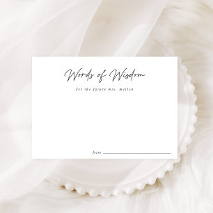 Simple Black Script Bridal Shower Advice Card