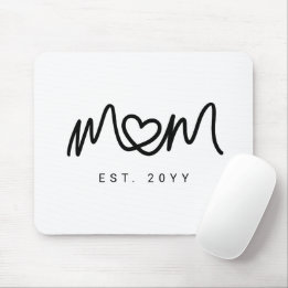 Simple Black Script Heart Mother Mom Established Mouse Pad