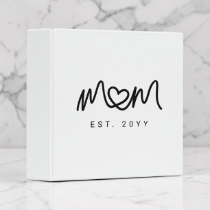 Simple Black Script Heart New Mom Established Binder