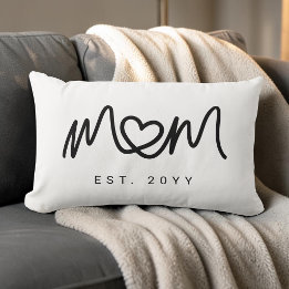 Simple Black Script Heart Unique Mom Established Lumbar Pillow