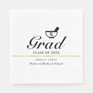 simple black script pharmacy graduation  napkin