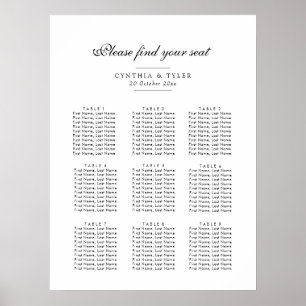 simple black script seating chart