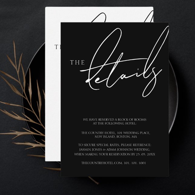 Simple Black Script Typography Wedding Details Enclosure Card (Creator Uploaded)