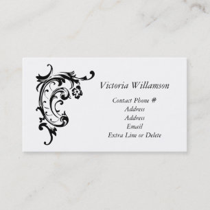 Simple Black Scroll Ornament Professional Business Card