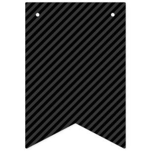 Simple Black & Smoky Black Narrow Diagonal Stripes Bunting Flags