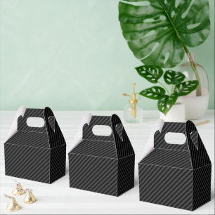 Simple Black & Smoky Black Narrow Diagonal Stripes Favor Box