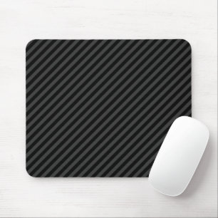 Simple Black & Smoky Black Narrow Diagonal Stripes Mouse Pad