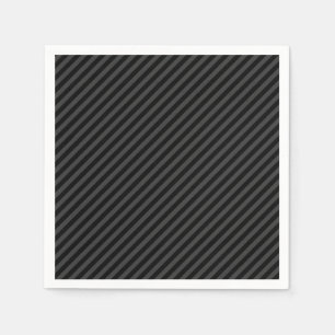 Simple Black & Smoky Black Narrow Diagonal Stripes Napkin
