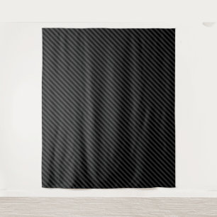 Simple Black & Smoky Black Narrow Diagonal Stripes Tapestry