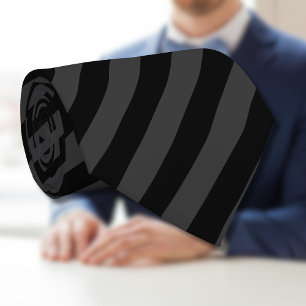 Simple Black & Smoky Black Narrow Diagonal Stripes Tie