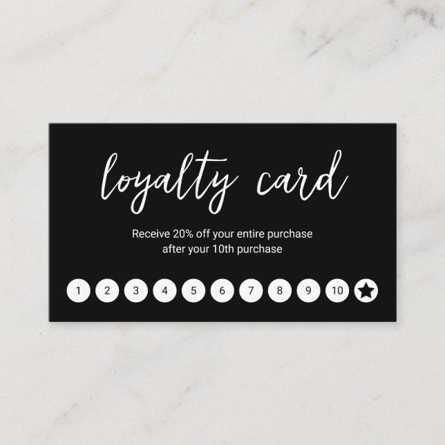 Simple Black Social Media Icons Modern Loyalty Card (Front)