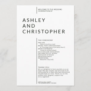 Simple Black Split Margin Wedding Ceremony Program