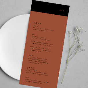 Simple Black Stripe Terracotta Wedding Menu