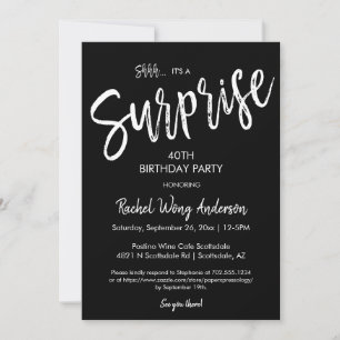 Simple Black Surprise Birthday Retirement Party Invitation