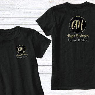 Simple Black & Tan Florist Business Logo T-Shirt