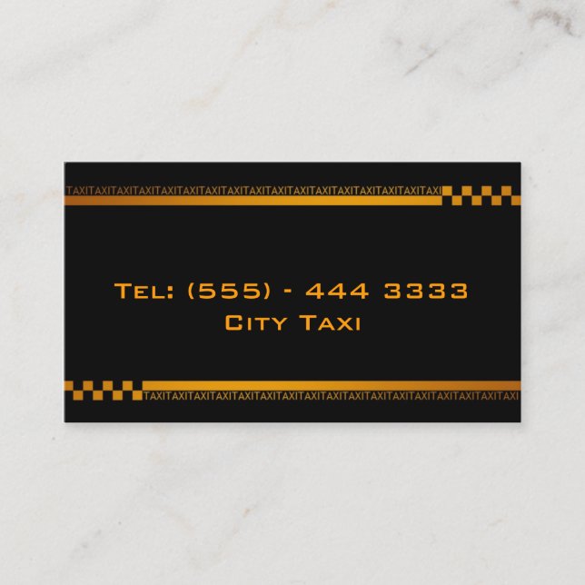Simple Black Taxi Service Business Card (Front)