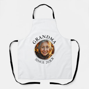 Simple Black Text and Photo Grandma Since Apron