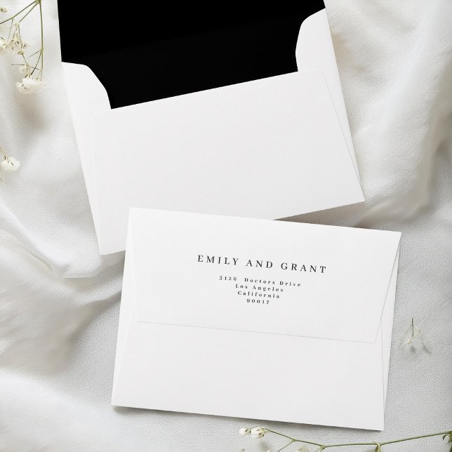 Simple Black Text and White Modern Invitation Enve Envelope (Creator Uploaded)