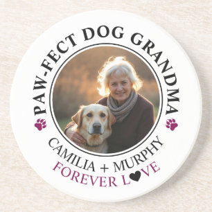 Simple Black Text Funny Dog Grandma Photo Coaster