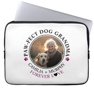 Simple Black Text Funny Dog Grandma Photo Laptop Sleeve