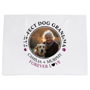 Simple Black Text Funny Dog Grandma Photo Large Gift Bag