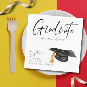 Simple Black Typogaphy Graduate Graduation  Napkin