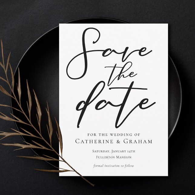 Simple Black Typography Chic Modern Winter Save The Date (Creator Uploaded)