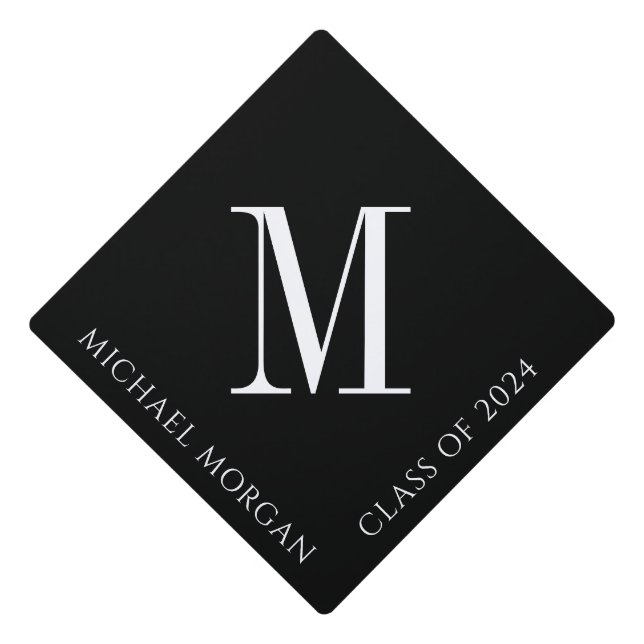 Simple Black Typography  Graduation Cap Topper (Front)
