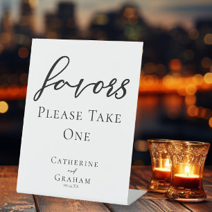 Simple Black Typography Take One Wedding Favours Pedestal Sign