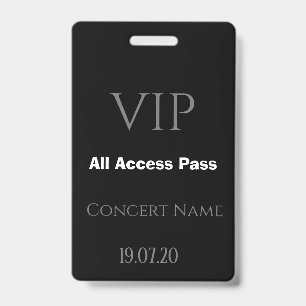 Simple Black VIP All Access Pass Concert Badge