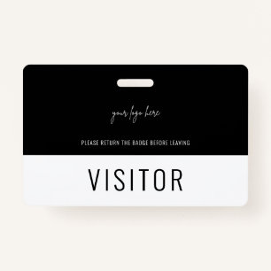 Simple Black Visitor Pass Company Logo Badge