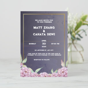 Simple black wedding invitation