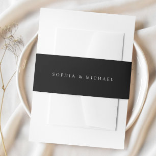 Simple Black Wedding Invitation Belly Band