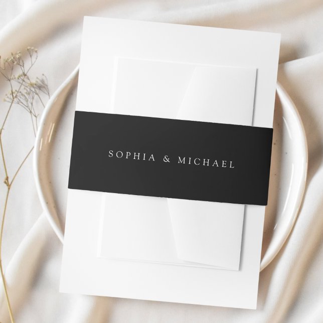 Simple Black Wedding Invitation Belly Band (Creator Uploaded)