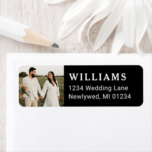 Simple Black Wedding Photo Return Address (Insitu)