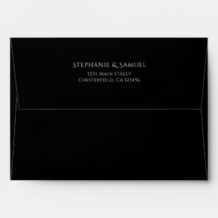Simple Black Wedding Return Address Envelope