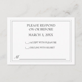 Simple Black Wedding RSVP Card