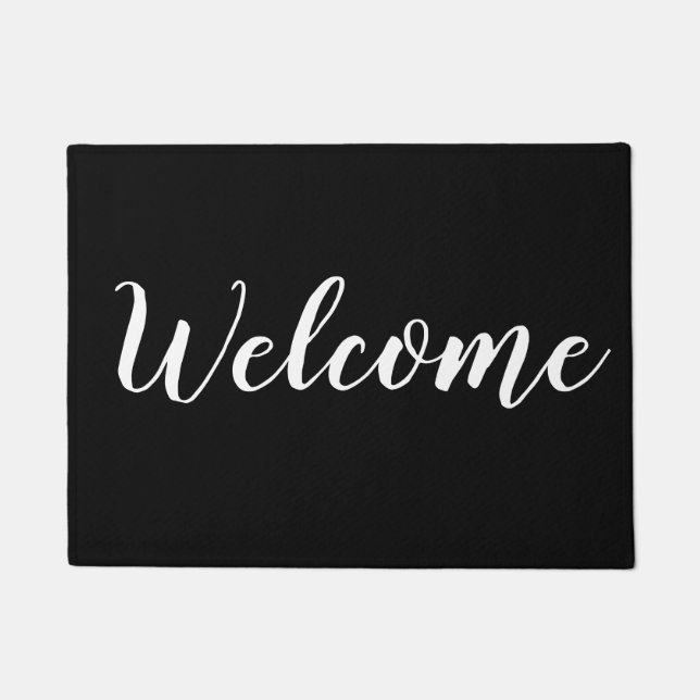 Simple Black Welcome Doormat (Front)