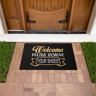 Simple Black Welcome Please Remove Your Shoes Doormat
