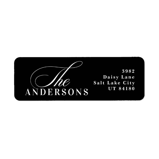 Simple Black White Address Label Christmas Holiday (Front)