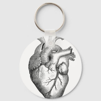 Simple Black White Anatomy Heart Illustration Keychain