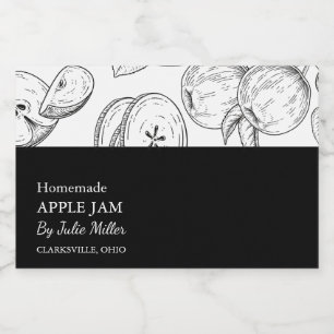 Simple Black & White Apple Jam Label